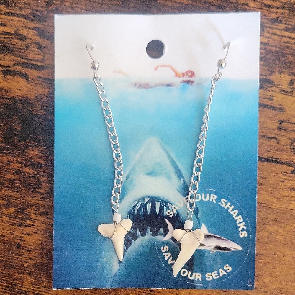 Silver Shark Tooth Earrings
